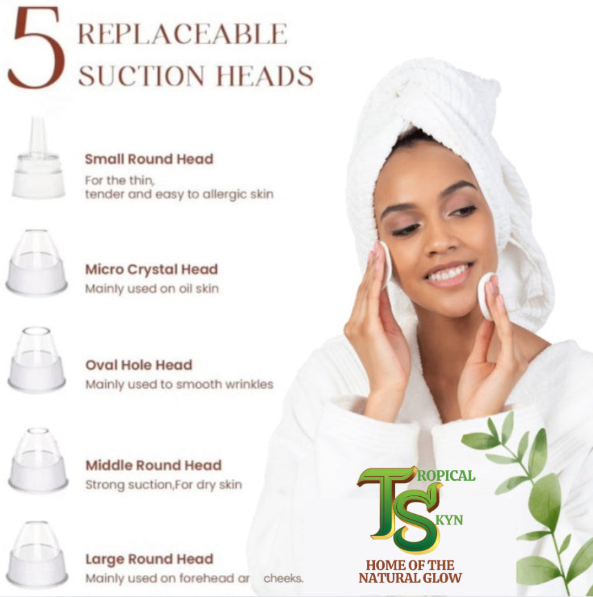 Choose from 3 suction levels tailored for different skin types and enjoy the benefits of 5 interchangeable suction heads.

🌱Level 1 for sensitive and dry skin.

🌱Level 2 for normal skin.

🌱Level 3 ideal for combination and oily skin. 
Elevate your skincare routine with precision and care.